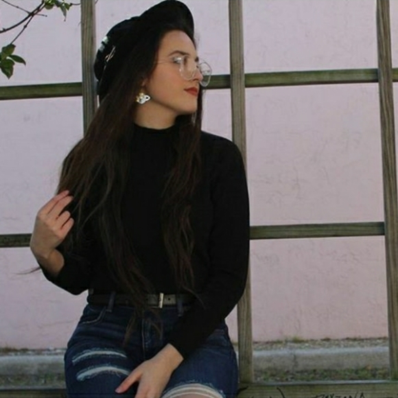 Talbots Black Ribbed Turtleneck Mockneck Longsleev - Picture 1 of 4